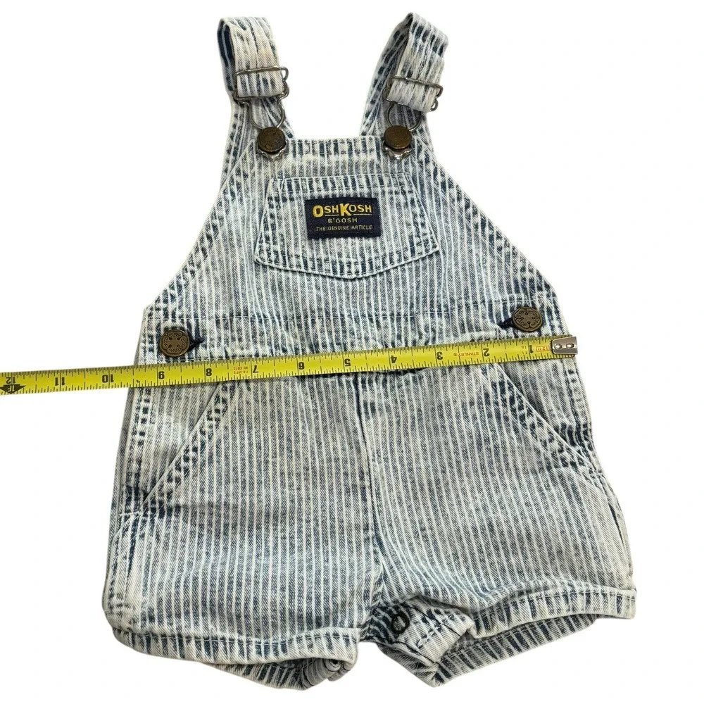 VTG USA‎ OshKosh Vestbak Bib Denim Overall Shorts Striped Size 3/6 M 1969 EUC